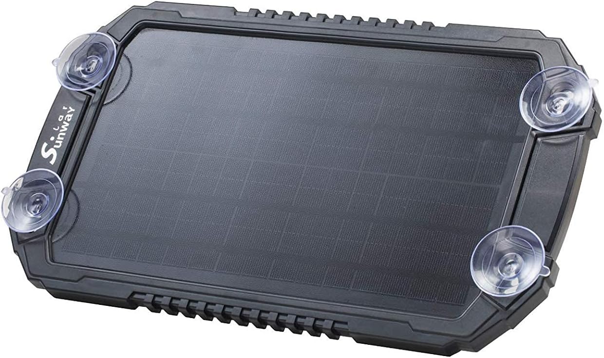 Sunway Solar Car Battery Trickle Charger & Maintainer 12Volt 8W Solar Panel Power Charger kit Portable Waterproof for Automotive RV Marine Boat Truck