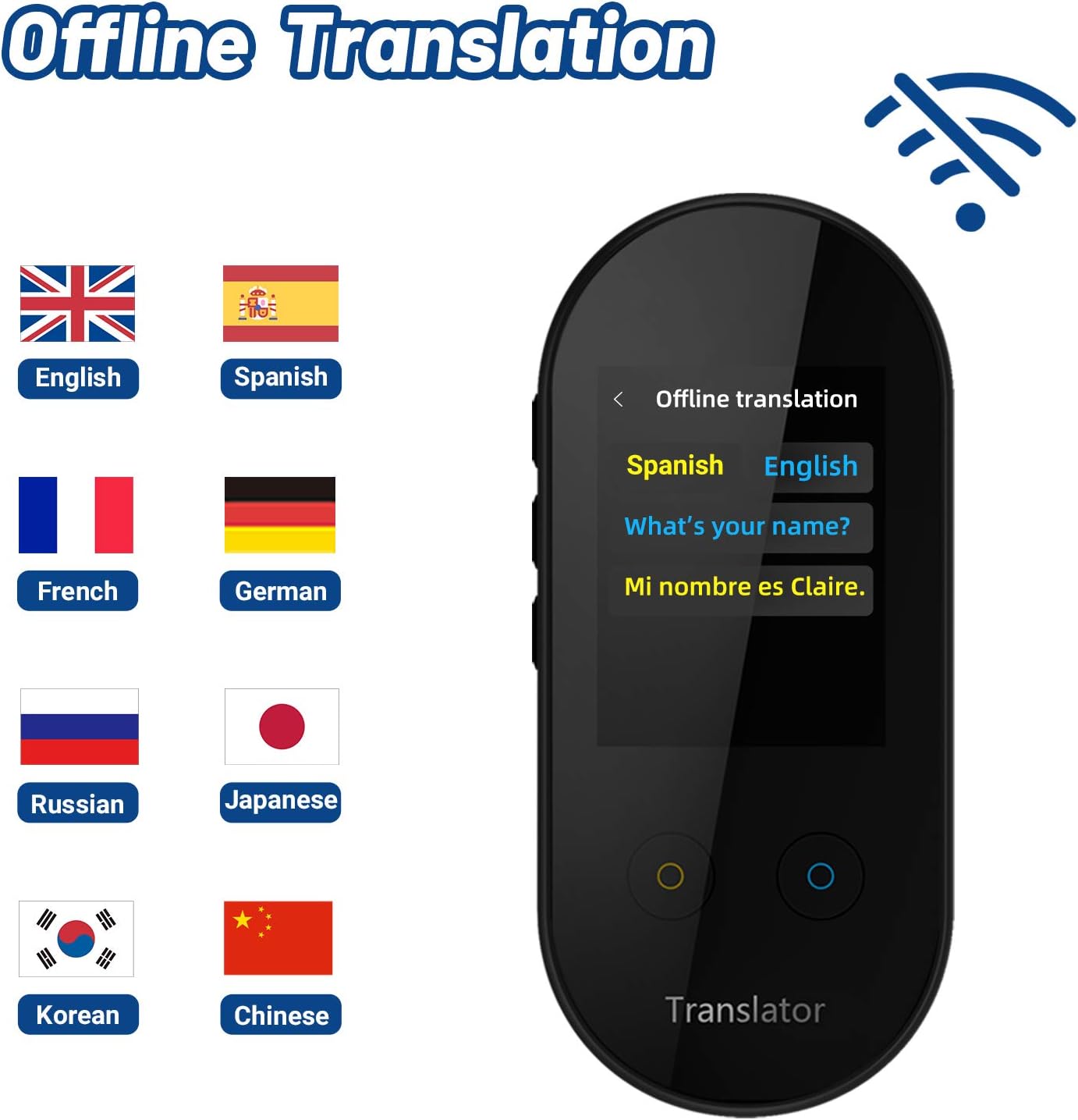 ANFIER Language Translator Device with AI Voice Translator (W08) with 2.4 inch Touchscreen Image Translation-108 Languages and Two Way Translator
