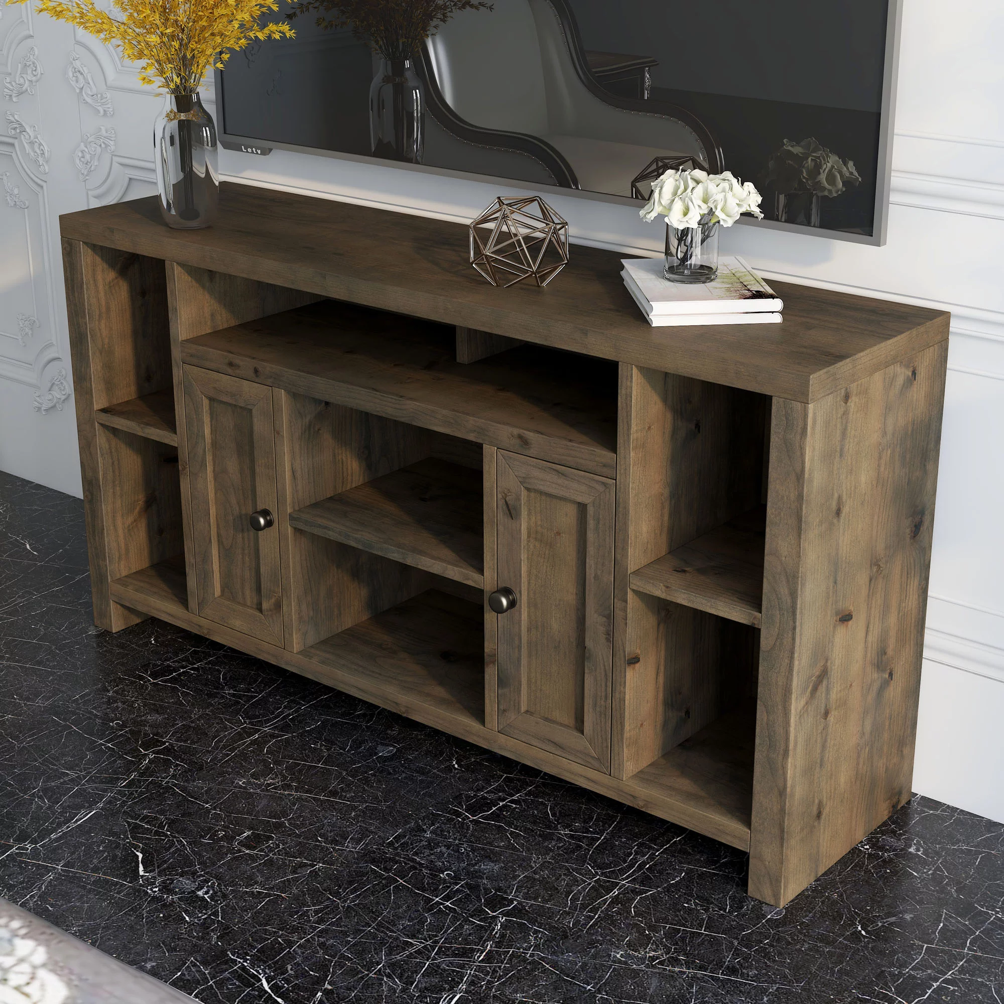 Bridgevine Home Modern Rustic TV Stand for 70 inch TV, Fully Assembled