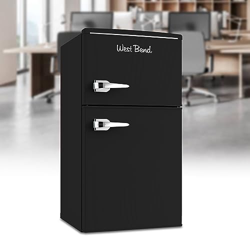 West Bend Mini Fridge with Freezer Retro-Styled for Home Office or Dorm