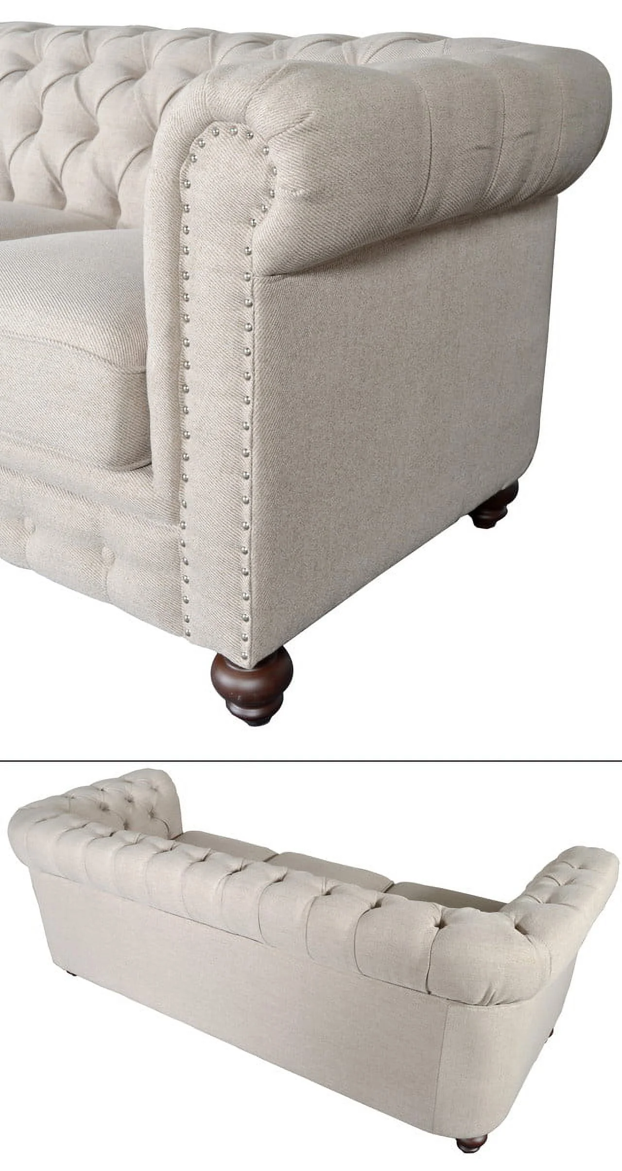 AFD Classic Chesterfield Dark Linen Sofa