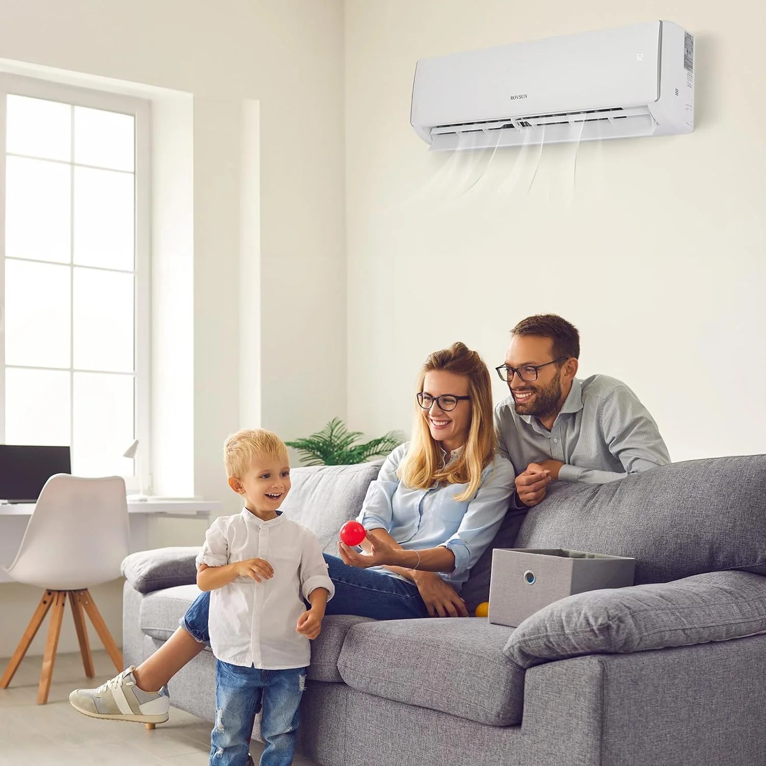 ROVSUN 16500BTU Wifi Enabled Mini Split Air Conditioner & Heater, 17 SEER2 230V Inverter Ductless Wall AC Unit with Pre-Charged Condenser