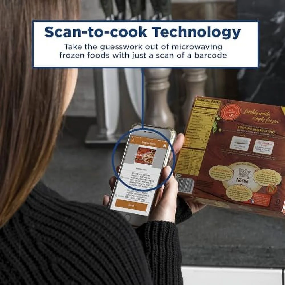 GE Smart Countertop Microwave Oven | Complete with Scan-to-Cook Technology and Wifi-Connectivity | 0.9 Cubic Feet Capacity