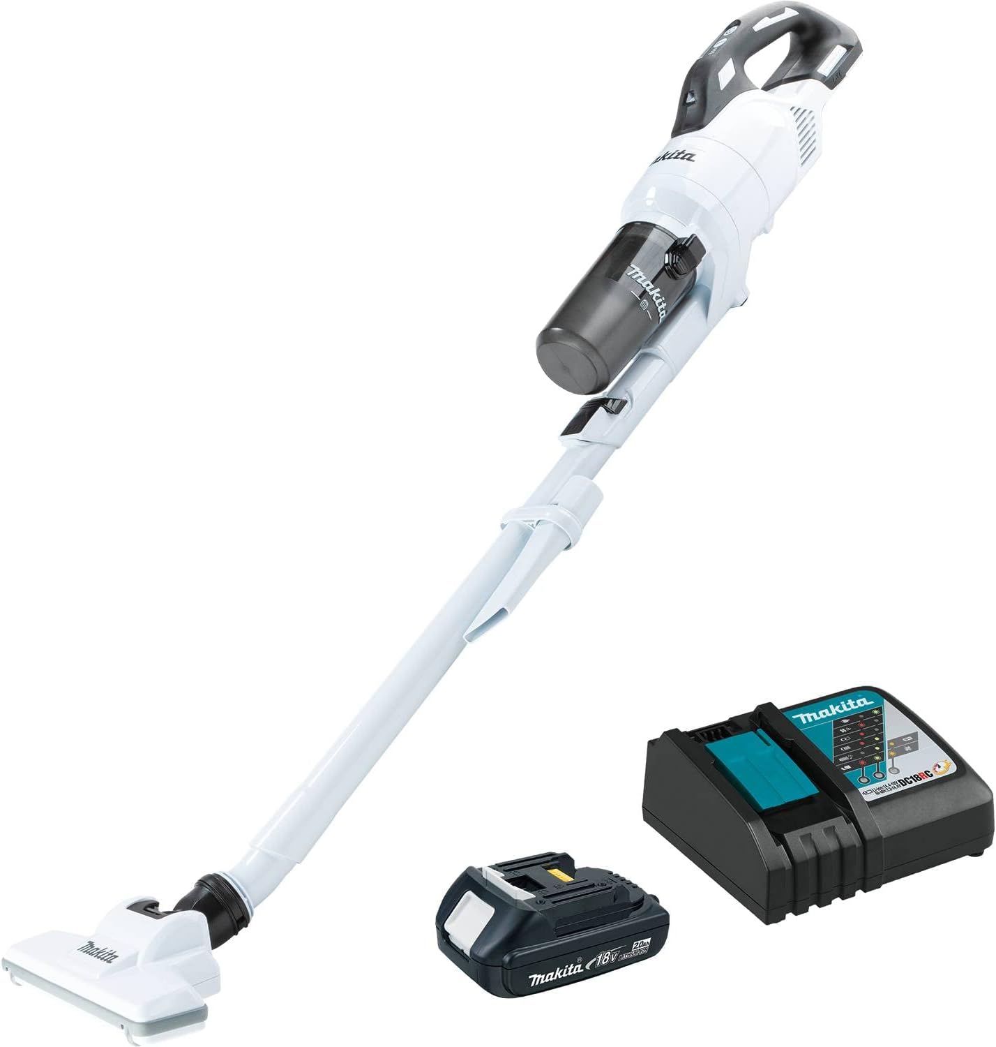 Makita XLC11R1W 18V LXT® Lithium-ion Compact Brushless Cordless Cyclonic 4-Speed Stick Vacuum Kit (2.0Ah)