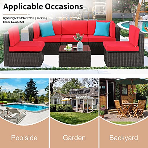 Shintenchi 6 Pieces Patio Furniture Sets Outdoor All-Weather Sectional Patio Sofa Set PE Rattan Manual Weaving Wicker Patio Conversation Set with