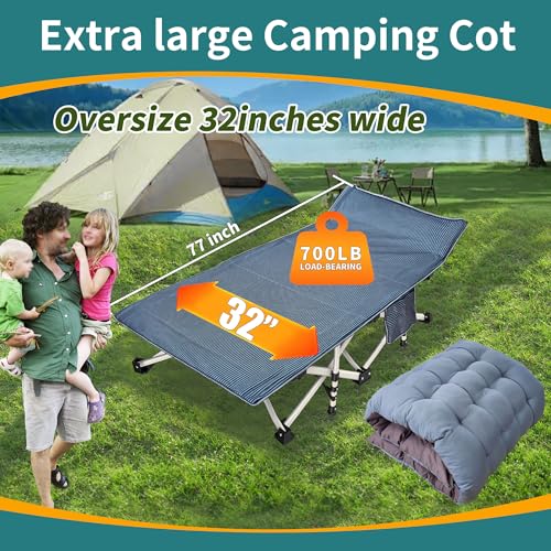 2 Pack Camping Cot with Mattress Comfortable Cot Bed Folding Cot Heavy Duty Cots for Sleeping with Carry Bag for Adults Kids Guest Bed Outdoor Indoor