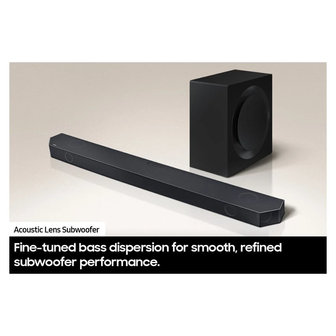 Samsung Q-series 7.1.2 ch. Wireless Dolby ATMOS Soundbar Q900C with Q-Symphony, SpaceFit Sound Pro, and Acoustic Lens Subwoofer