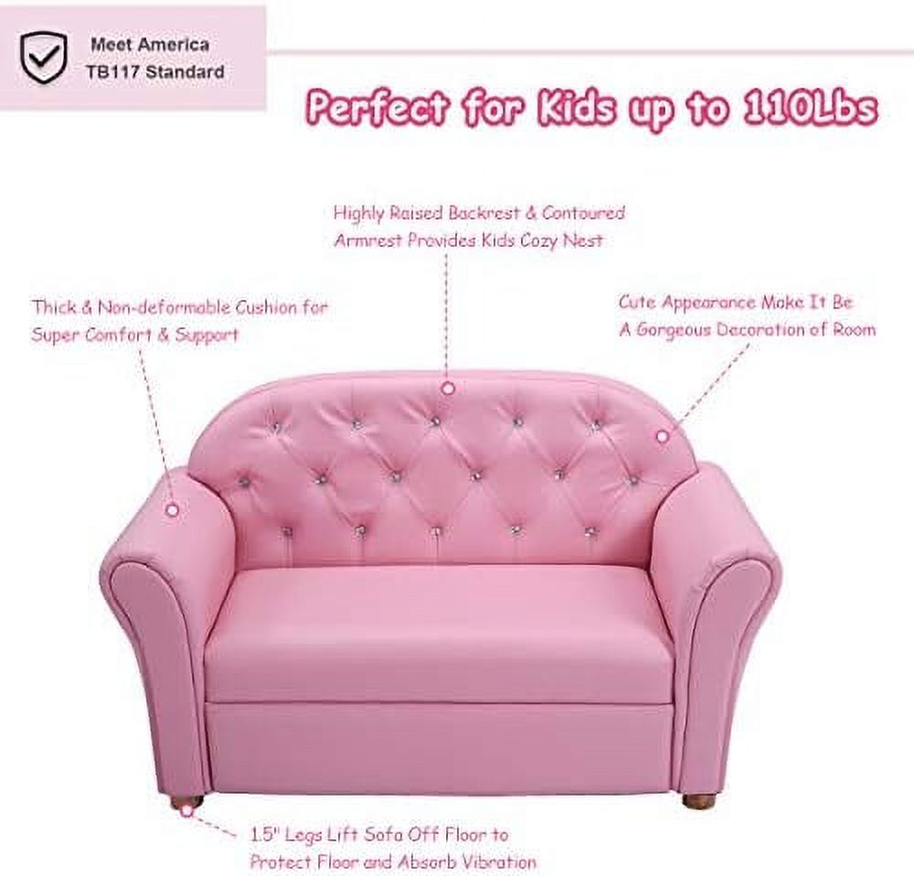 HOOMHIBIU Sofa  PU Leather Upholstered  Sturdy Wood Construction  Armrest Chair for Preschool Children Sofas  37''x17''x22.5''