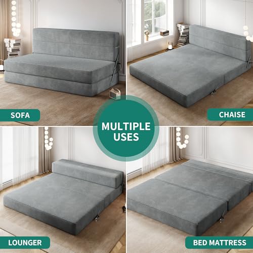 YITAHOME Convertible Folding Sofa Bed, Corduroy Fabric Fold Out Chair Bed