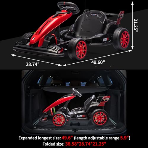 24V Electric Drift Kart for Kids, Ride Car with Adjustable Seat & 8.5MPH Speed, EVA Silent Wheels, Parent-Safety Certified Ride-On Toy