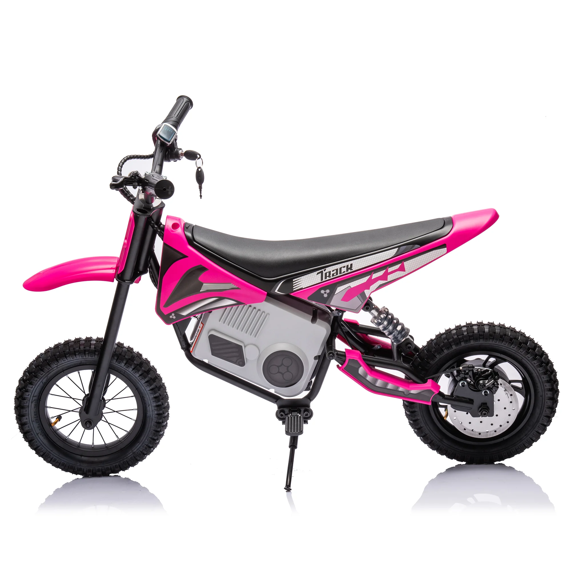 BISHE 24V Advanced Electric Dirt Pink Bike for Age 6+ Up to 50 Minutes Continuous Ride Time, Electric Motocross Hand-Operated Dual Brakes