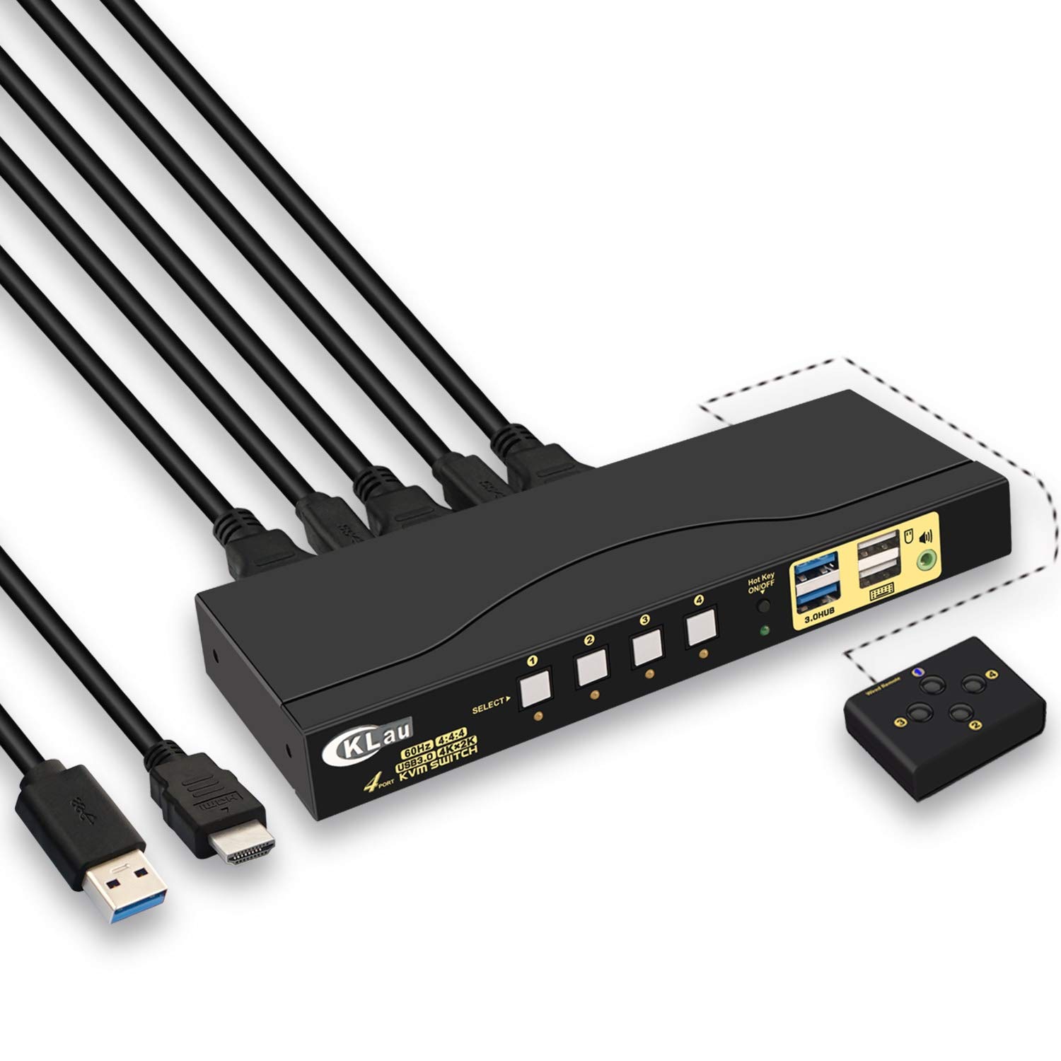 CKLau 2 Port USB 3.0 Displayport KVM Switch DP 1.4 for 2 Computers Support 4K@144Hz, 8K@30Hz with Audio and Cables Supports Keyboard Mouse Switching