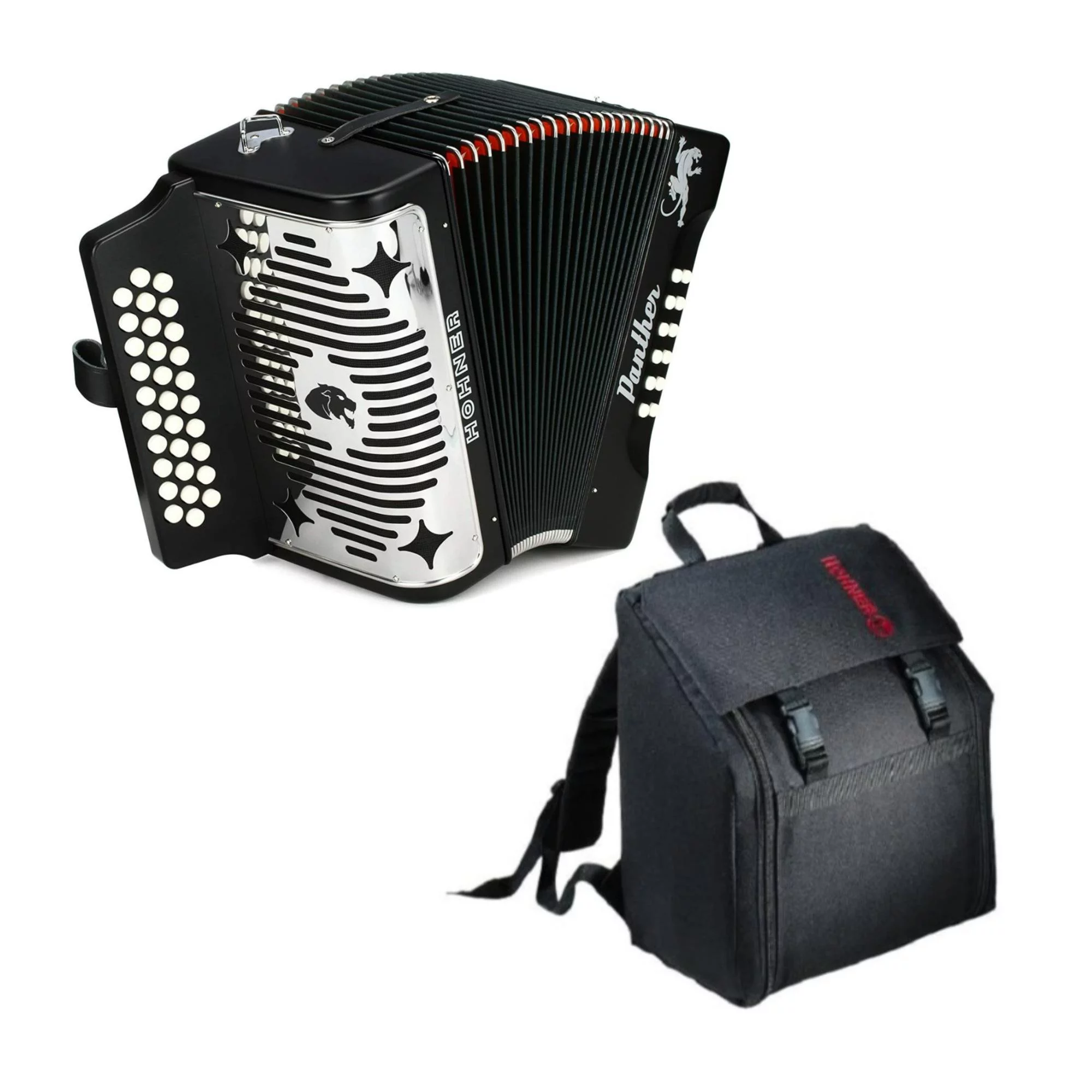 Hohner Accordion 3100FB Panther 3-Row Diatonic Accordion with Hohner AGB Gig Bag - Curated Treasures Market