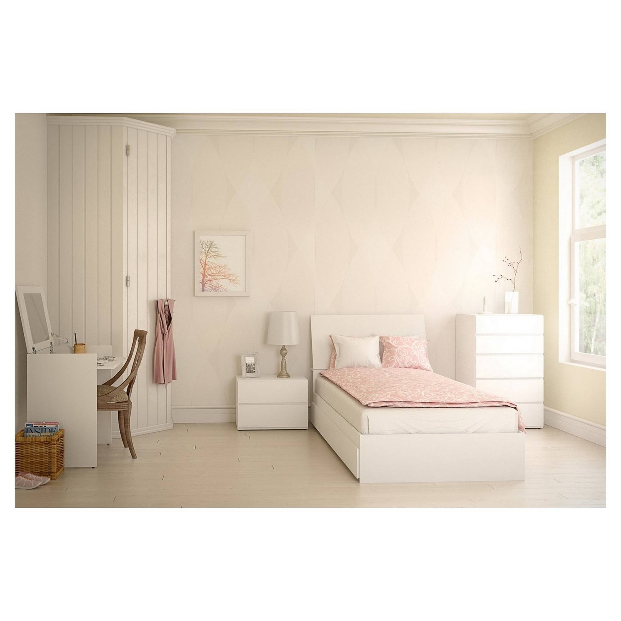 Nexera Blvd Five Drawer Chest, White, 23.75x22 x 18.75x22 x 38.75x22