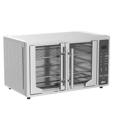 Oster Air Fryer Oven, 10-In-1 Countertop Toaster Oven Stainless Steel French Door Touch Control 2142008 countertop oven