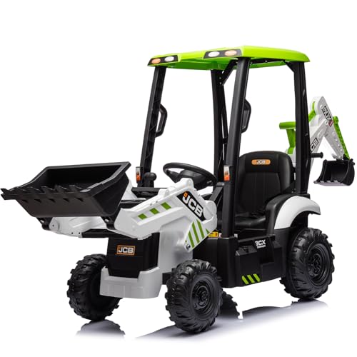 4 in 1 Ride on Tractor Truck, 12V Electric Vehicle Excavator & Bulldozer & Removable Tent