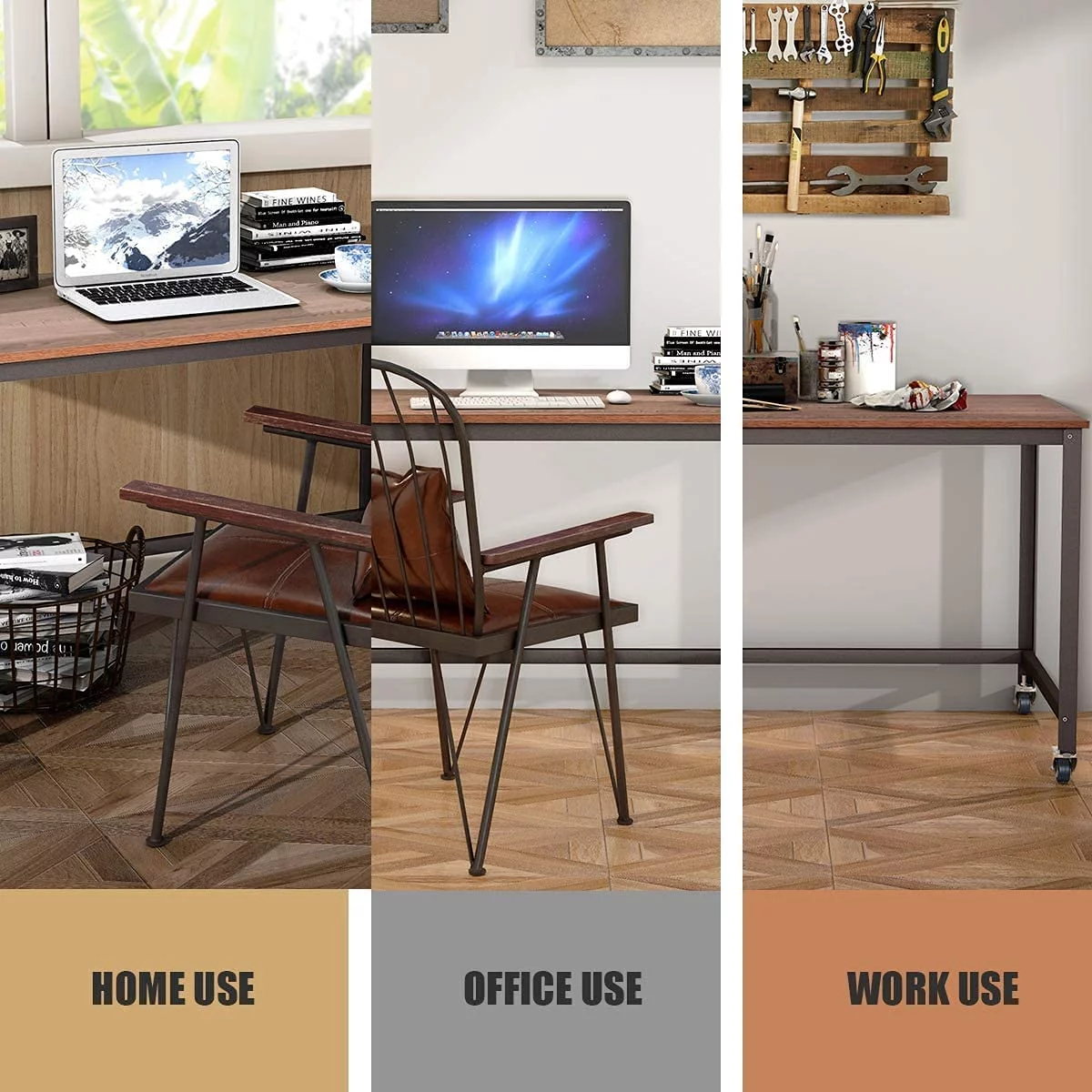 Rolling Computer Desk, Portable Rolling Table, Mobile Home Office Desk Writing Study Desk, Movable Workstation with 4 Smooth Wheels