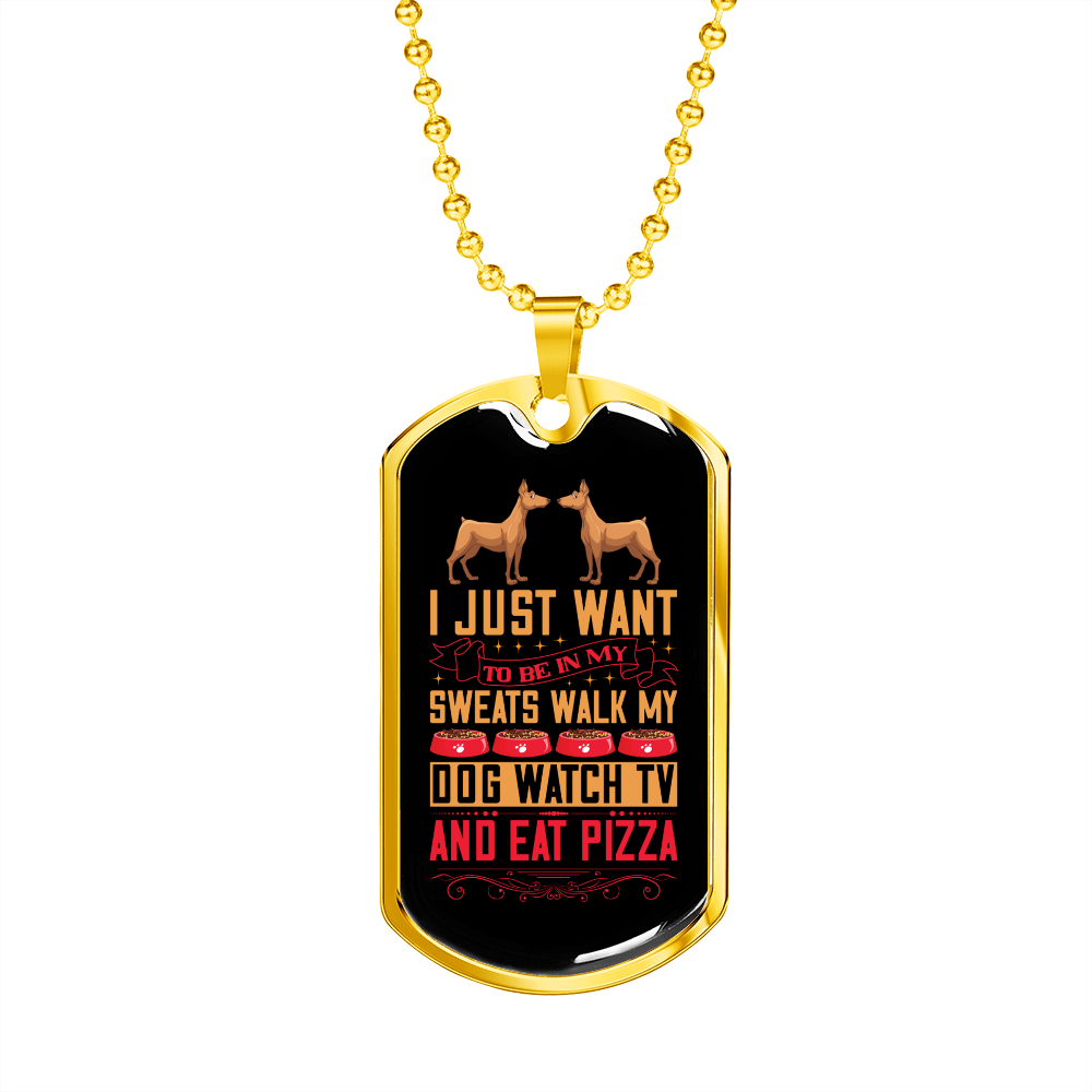 Walk My Dog Necklace Stainless Steel or 18k Gold Dog Tag 24" Chain