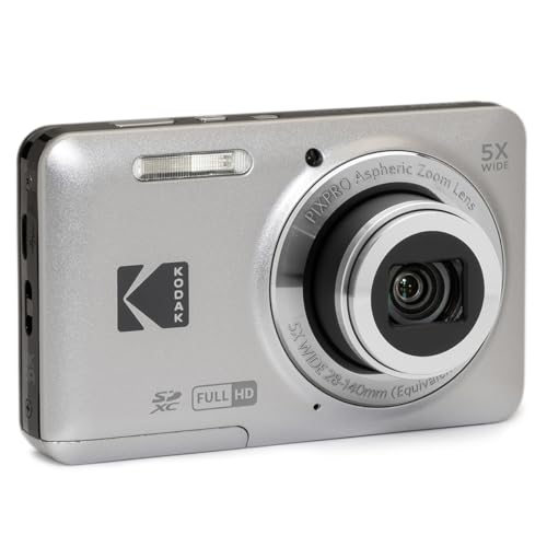 KODAK PIXPRO FZ55-BL 16MP Digital Camera 5X Optical Zoom 28mm Wide Angle 1080P Full HD Video Li-Ion Battery 2.7" LCD Vlogging Camera (Blue)