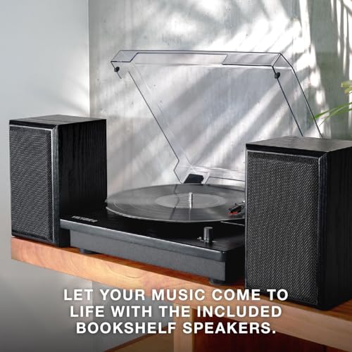 Victrola The Quincy 6-in-1 Bluetooth Record Player & Multimedia Center with Built-in Speakers &ndash; 3-Speed Turntable, CD & Cassette Player