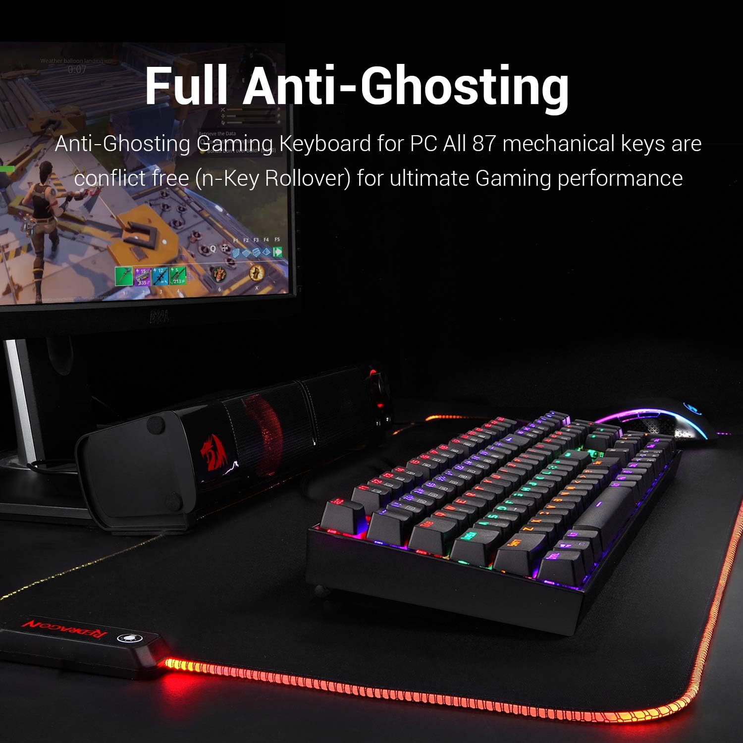 Redragon K551 Mechanical Gaming Keyboard RGB LED Rainbow Backlit Wired Keyboard with Red Switches for Windows Gaming PC (104 Keys, Black) Pack of 2