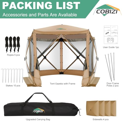COBIZI 12x12ft Pop up Gazebo Screen Tent Screen House for Camping, Camping Outdoor Screened Gazebo, Canopy Tent