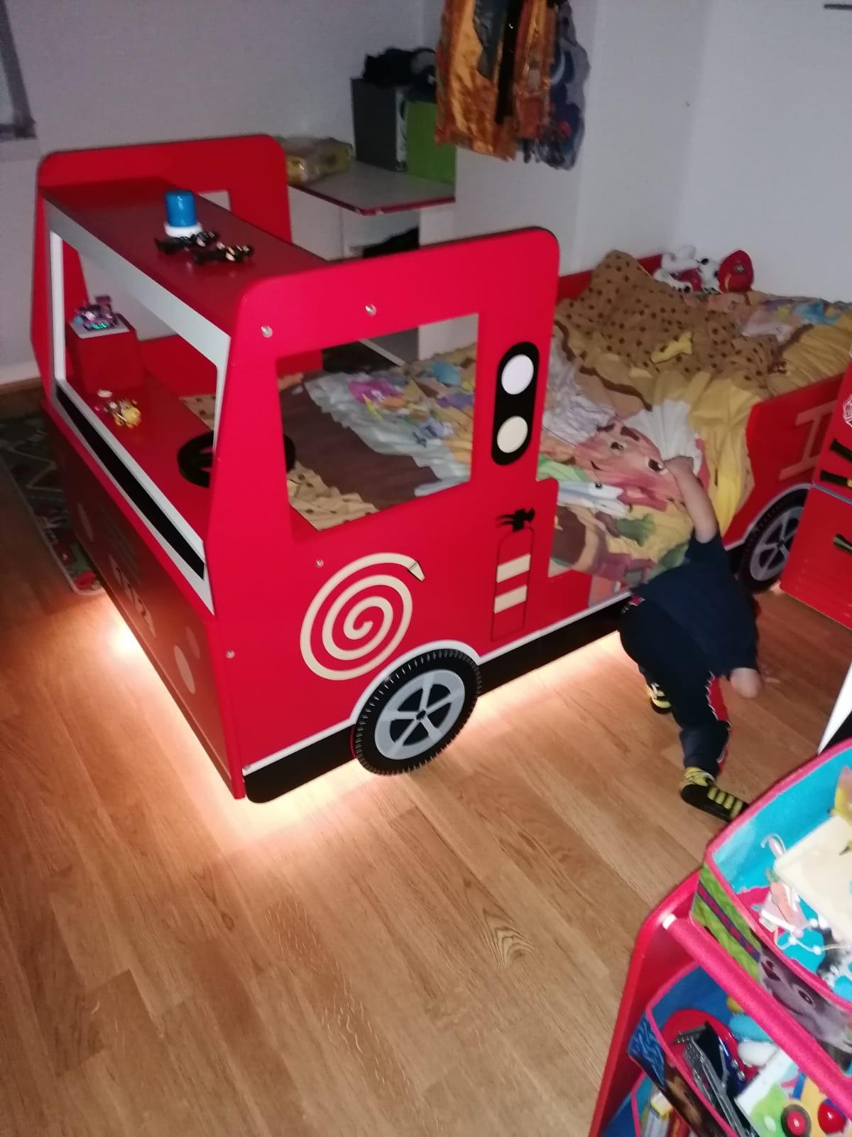 【Furniture】Children's Bed Frame Red Fire Truck Imitation Kids Bed Car Vehicle Bedroom Furniture Toddler's Bed