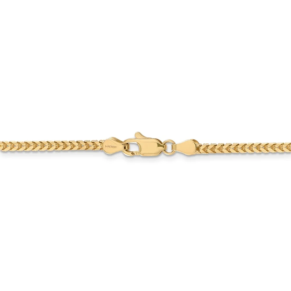 Real 14kt Yellow Gold 2.5mm Franco Chain; 20 inch; Lobster Clasp; for Adults and Teens; for Women and Men