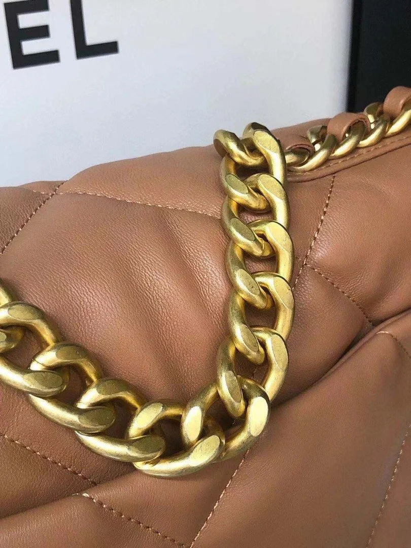 Chanel 19 Handbag 26cm Brown For Women AS1160