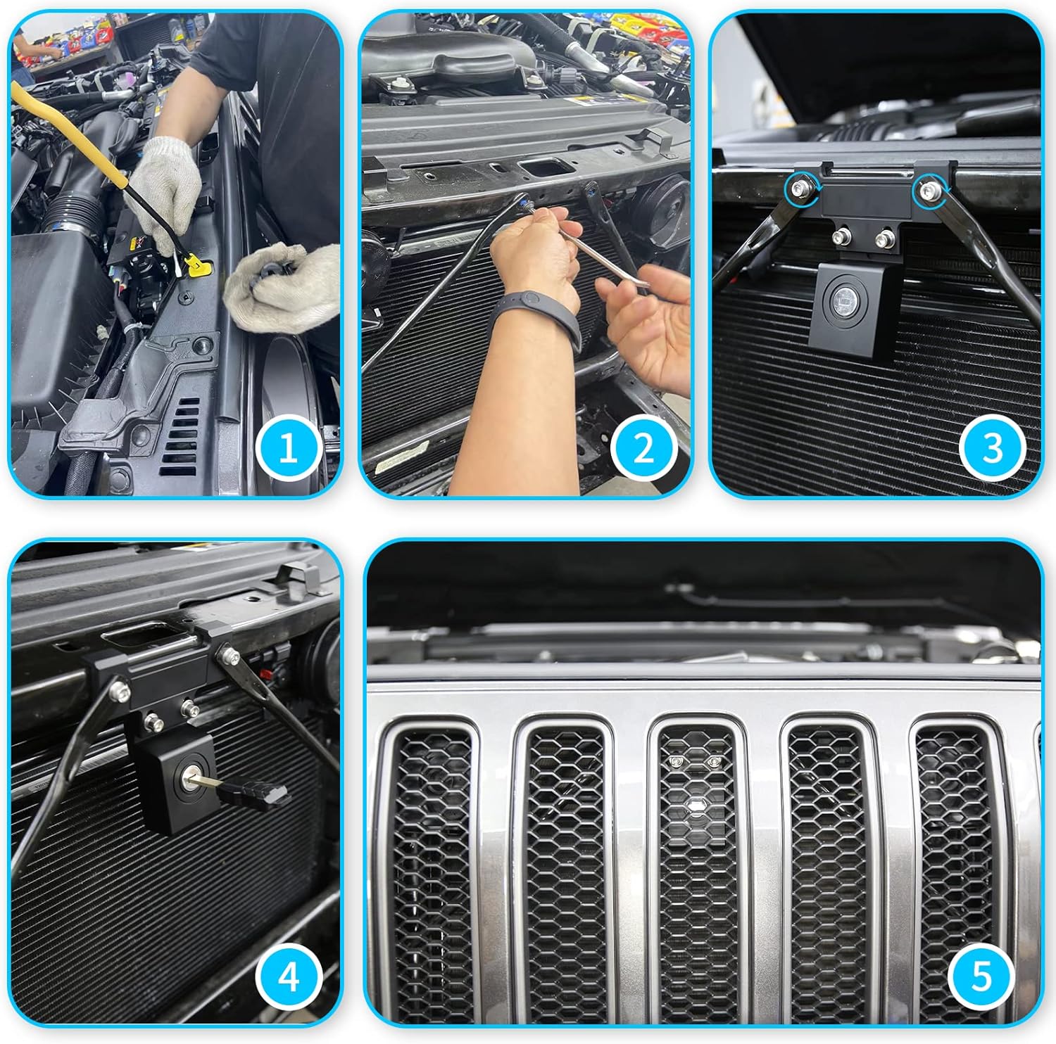 Hood Lock Hood Catch Latche with 2 Keys Anti-Theft for 2018-2022 Jeep Wrangler JL JLU(Keep Original Grill) Pack of 2