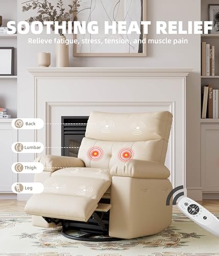 GarveeHome Electric Swivel Massage Chair, Power Rocking Recliner with Vibration and Heating