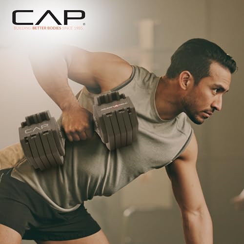CAP Barbell ADJUSTABELL Adjustable 55 lb Hex Dumbbell Weights - Singles & Pairs | Multiple Handle Options