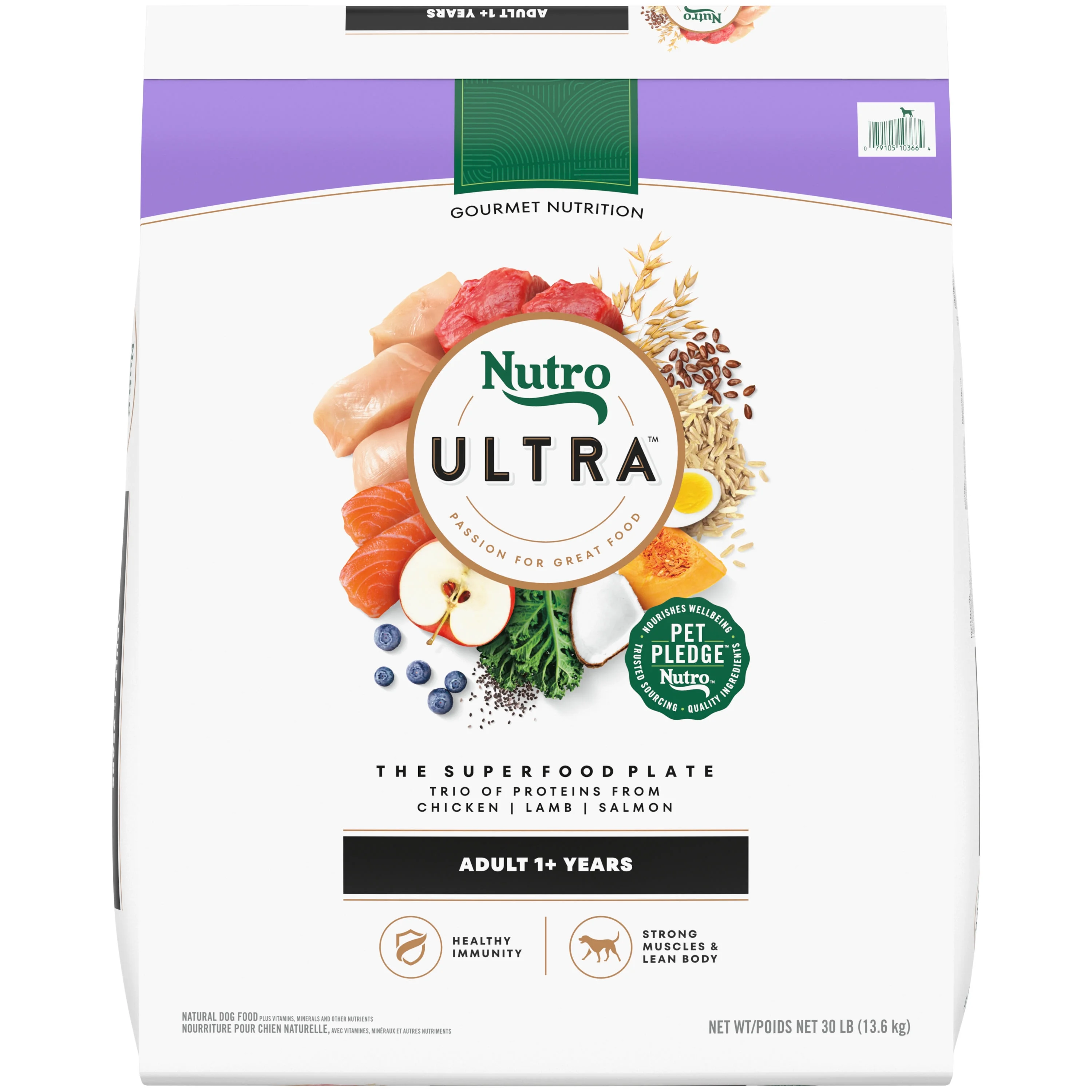 Nutro Ultra Adult Dry Dog Food With A Trio Of Proteins From Chicken, Lamb And Salmon, 30 Lb. Bag