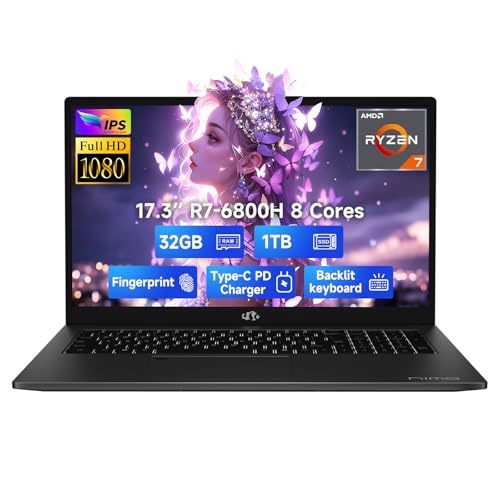 NIMO 17.3" IPS FHD-Gaming-Laptop, 8 Cores AMD Ryzen 7 6800H 16GB DDR5 RAM 1TB SSD (Beat Intel i7-12700H