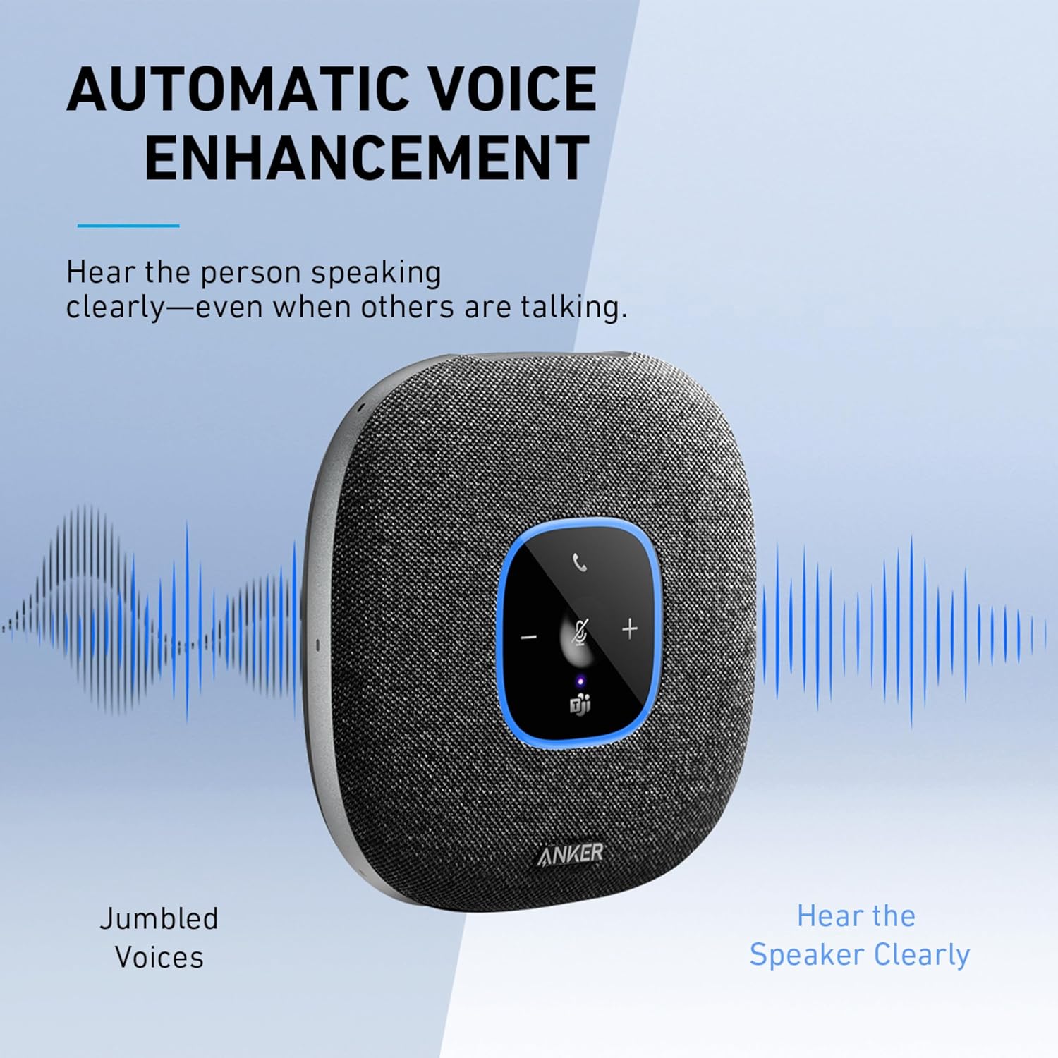 Anker PowerConf S3 MS Speakerphone with Microsoft Teams Certification, 6 Mics, Enhanced Voice Pickup, 24H Call Time, App Control, Bluetooth 5.3