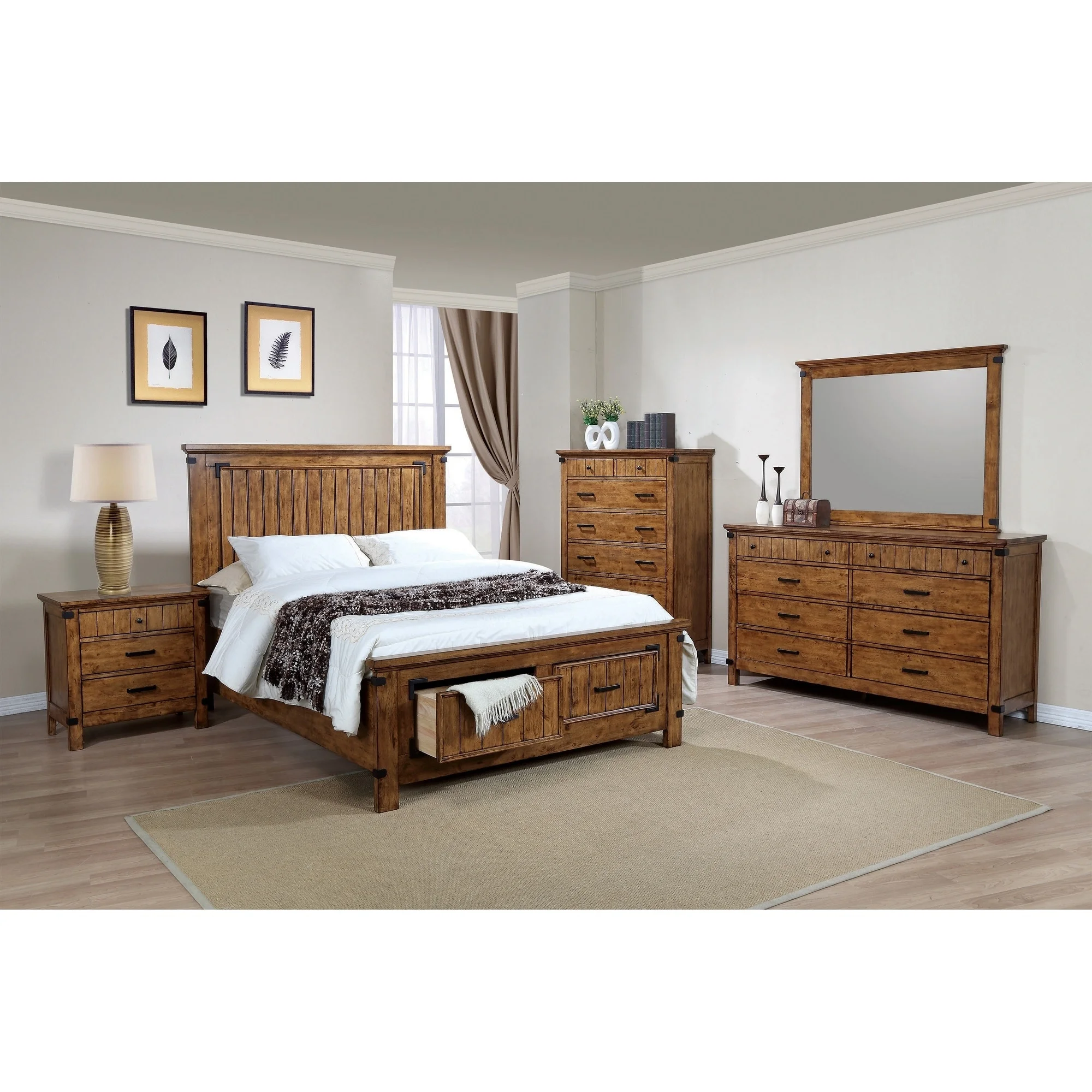 Coaster  Furniture Brenner Rustic Honey 5-piece Storage Bedroom Set Queen