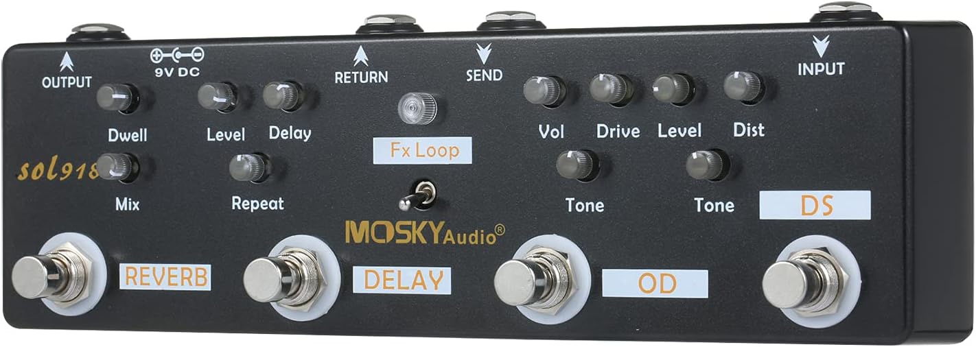 SOL918 5-in-1 Multi Effect Pedal Combined Effect Guitar Pedal True Bypass Multi-in-one Combined Effect Device Reverb Delay FX Loop Overdrive