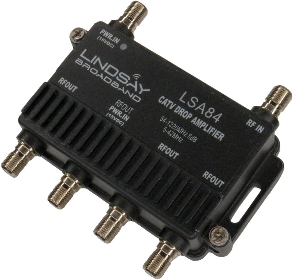 4-Port Cable TV/Antenna/HDTV/Internet Digital Signal Amplifier/Booster/Splitter with Passive Return, F59 Terminators (Lindsay LSA84)