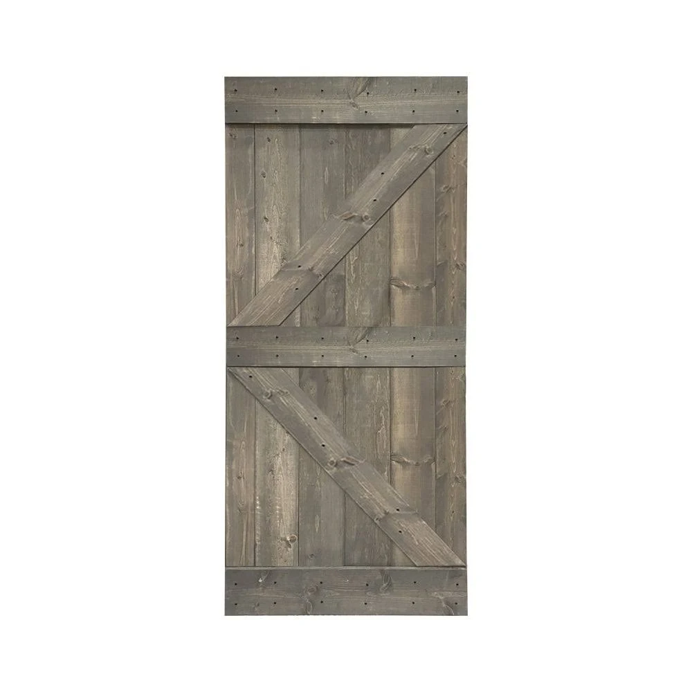 CALHOME K Series Stained Solid Pine Wood Interior Sliding Barn Door - Ebony - 36 x 84