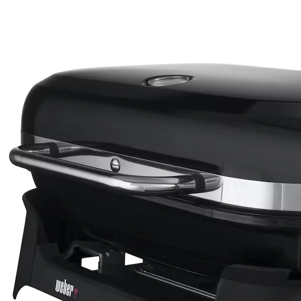 Weber 91010901 Lumin Compact Indoor Outdoor Electric Grill, Black Bundle with Deco Essentials Pair of Red Heat Resistant Oven Mitt