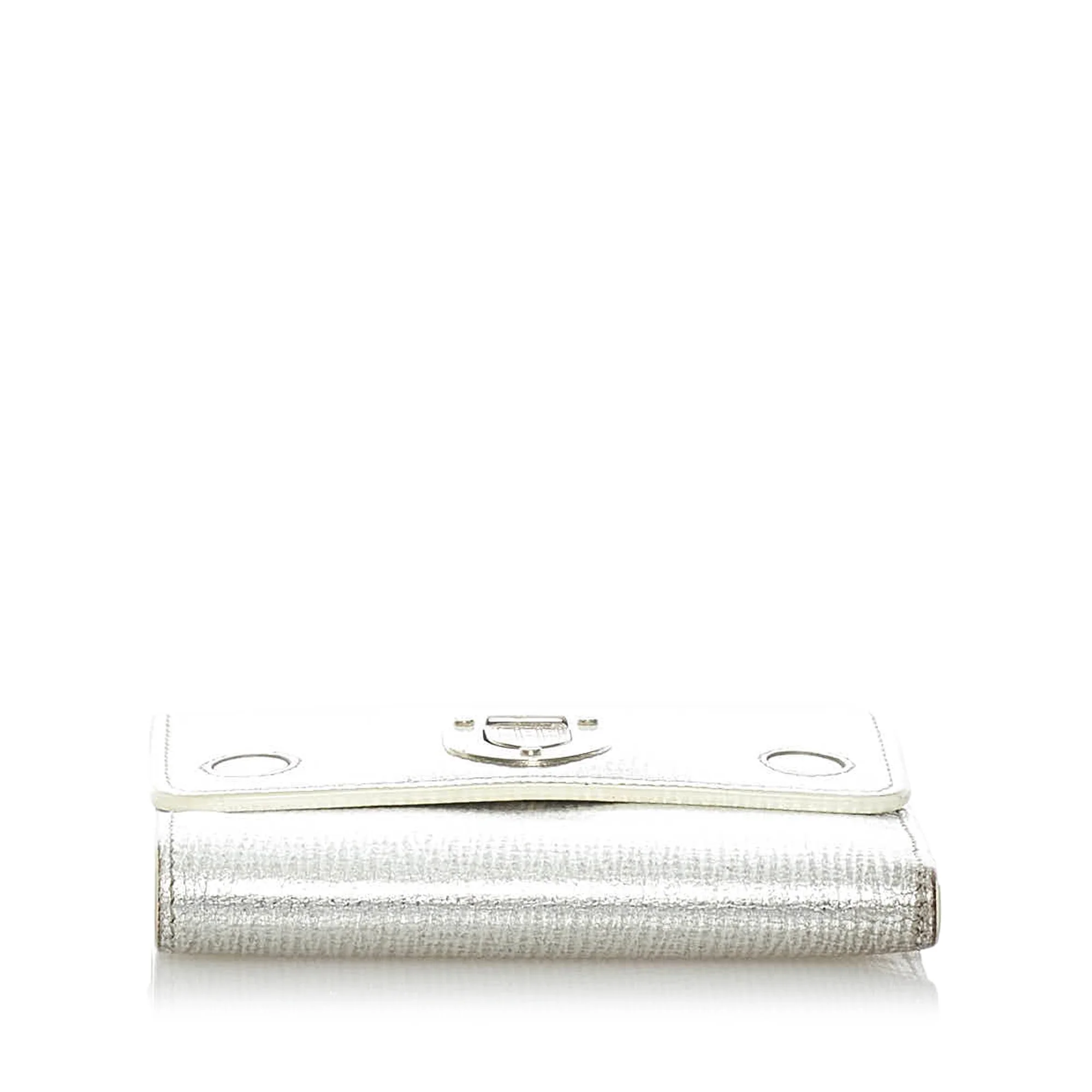 Pre-Owned Authenticated Dior Diorama Small Wallet Calf Leather Silver Small Wallets Women (Good)