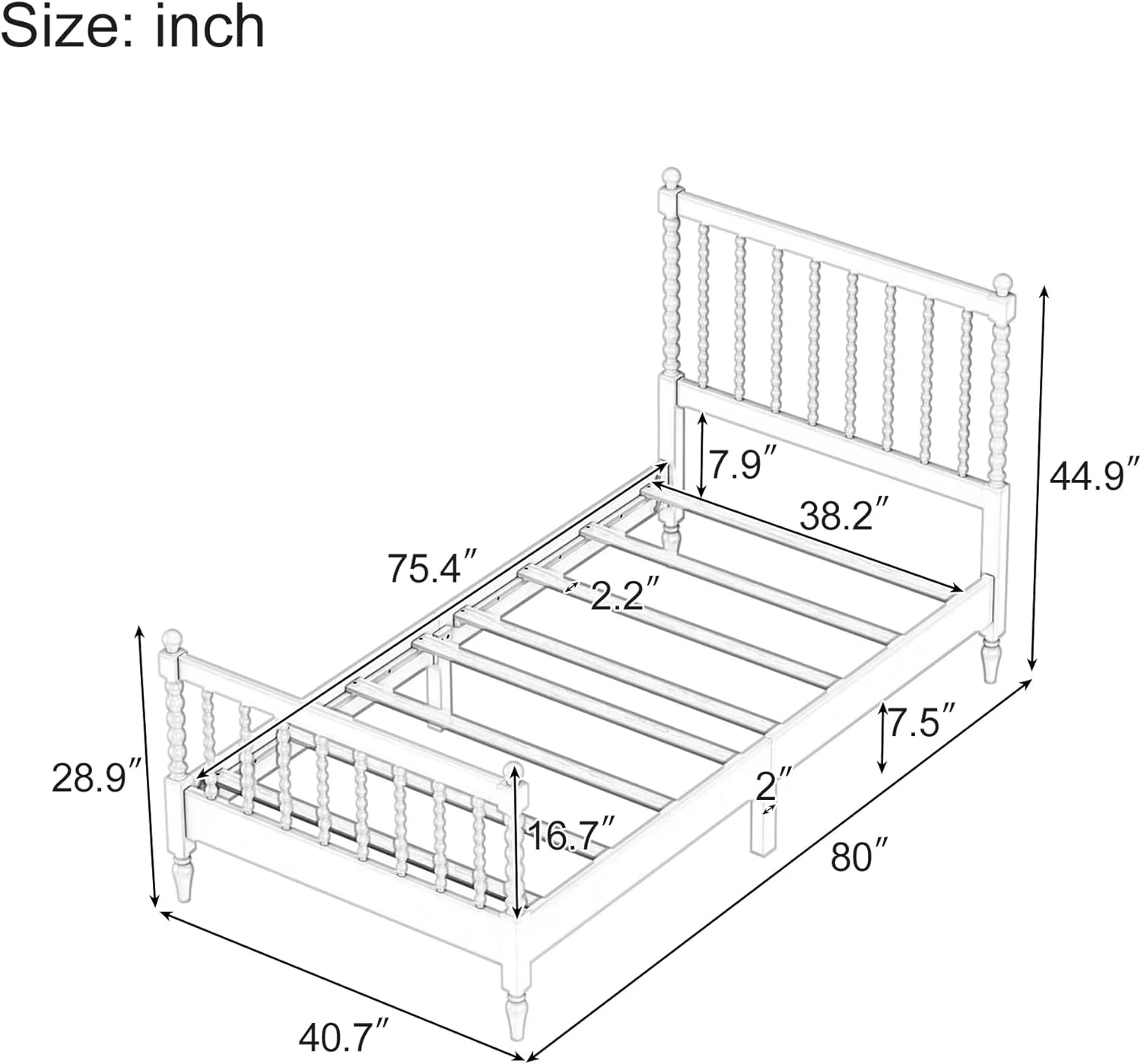 C 3 Pcs Bedroom Set With 2 Nightstands, Size Bed Frame With Gourd Shaped Headboard And Footboard, Solid Wood Platform Bed, No Spring Box Required,
