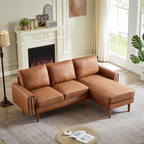 Setawix Convertible Sectional Sofa with Reversible Chaise L-Shaped Couch 3 Seat Suede Fabric Sofa with Recliner Modular Sofa Bed with Strong Wooden
