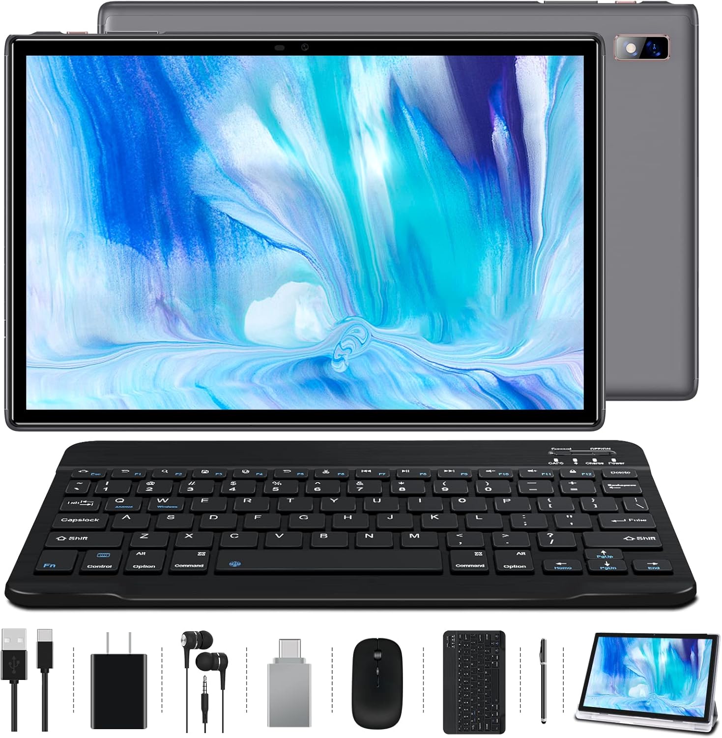2022 Tablet 10 inch Android 10.0 Tablets, 1.8GHz Octa-Core Processor 4GB RAM 64GB Storage Tablets with Keyboard & Mouse, 8000mAh Battery