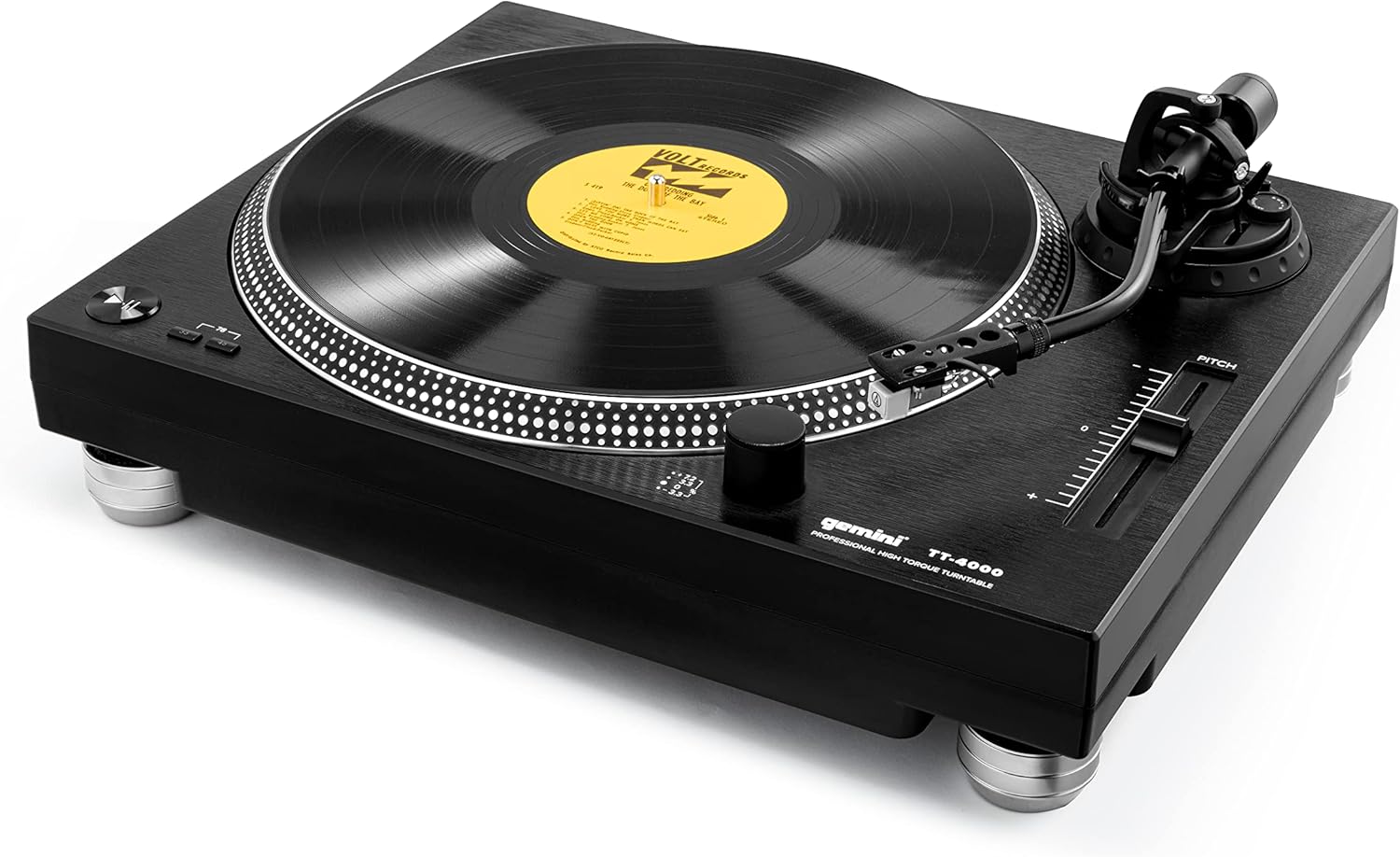 Gemini Sound TT-4000 Professional Direct-Drive DJ Turntable, High Torque, 3 Speeds Vinyl Record Player, Switchable Phono Preamp