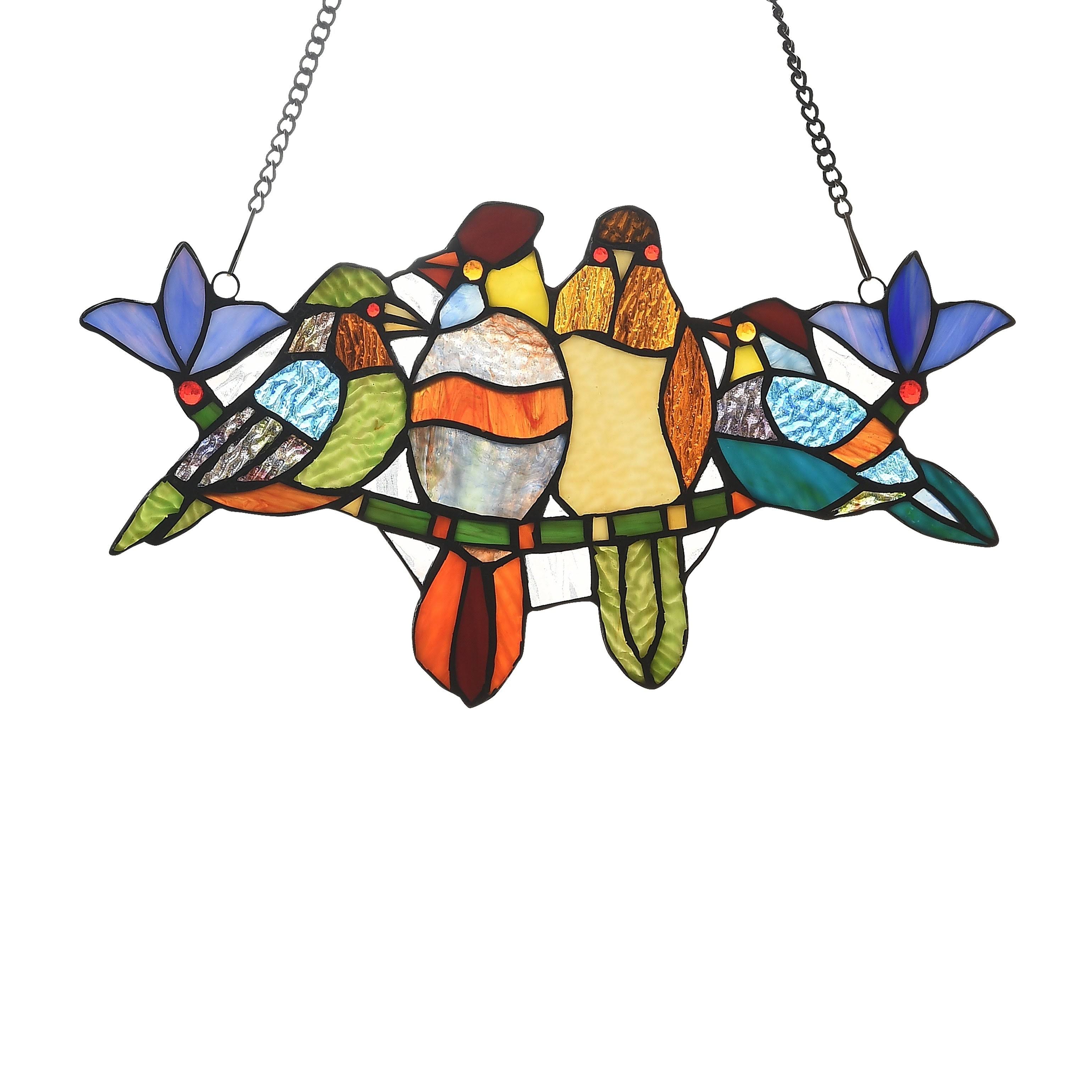 Gracewood Hollow Deffalah 78-Piece Stained Glass Birds Window Suncatcher