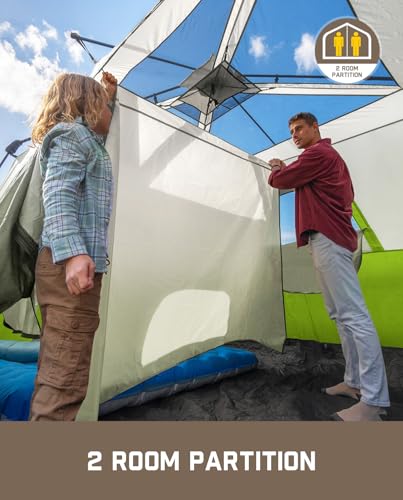FanttikOutdoor Camping Tent 4/6/8/10 Person Instant Cabin Tent Setup in 60 Seconds with Rainfly & Windproof Portable with Carry Bag for Family