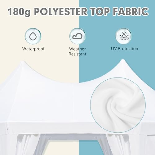 EROMMY 26x19ft Party Tent, White Wedding Tent, Decagonal Heavy Duty Canopy with 8 Removable Sidewalls, 8 Church Windows and 2 Pull-Back Doors