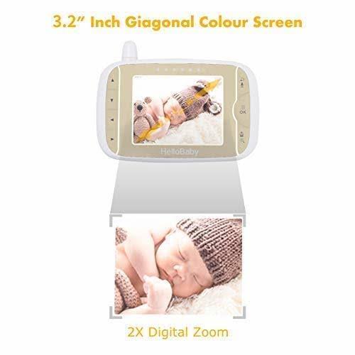 Hello Baby-us Baby Monitor with Remote Pan-Tilt-Zoom Camera and 3.2&& LCD Screen, Infrared Night Vision, Gold
