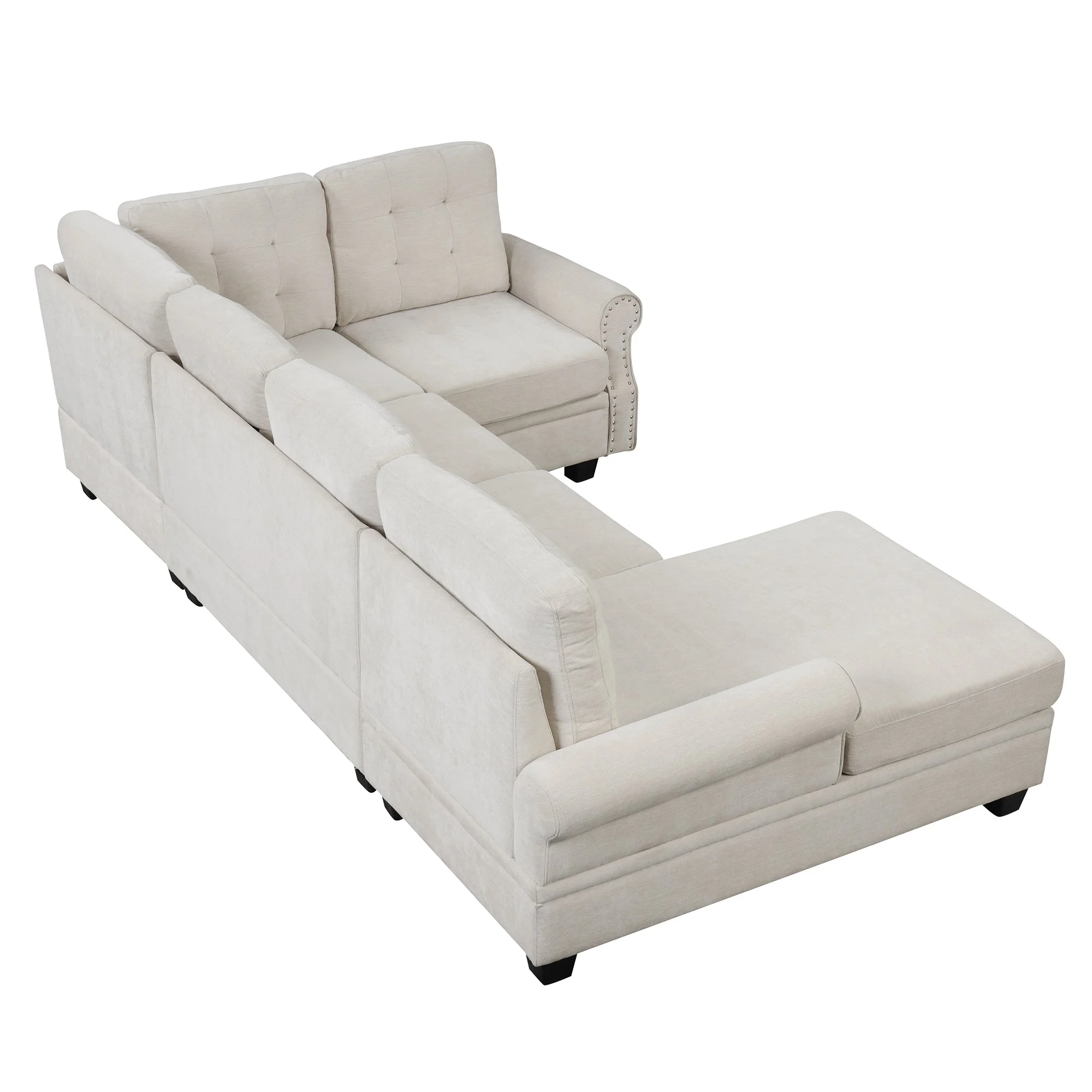 Aisha Modern U-Shaped Corner Sectional Sofa - Beige